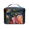 thumbnail image 3 of HELLHERO Rose Pattern Portable Cosmetic Bag Case with Brush Slots Travel Cosmetic Bags with Large Capacity Airport Airline Vacation Organization Thoughtful Gift, 3 of 5