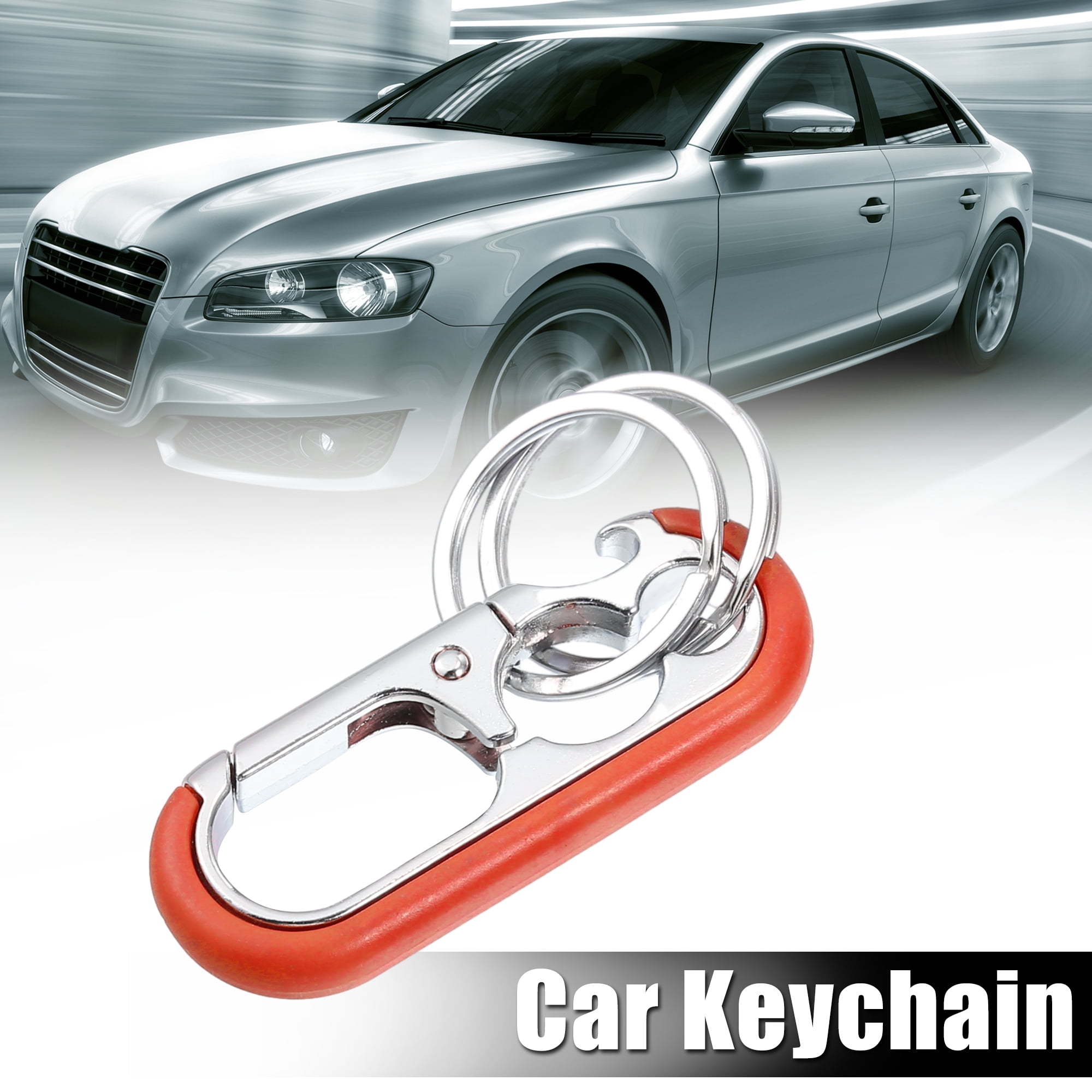 Unique Bargains Car Fob Key Chain Keychain with Double Hoop Orange