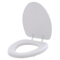 Bemis 113 000 Soft Toilet Seat with Molded Wood and Easy-Clean & Hinges, Elongated, White, 1 Pack Elongated
