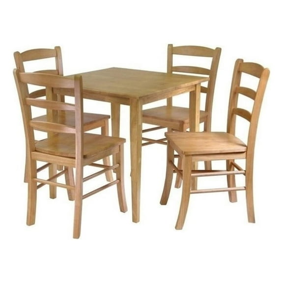 Pemberly Row 5-Piece Square Transitional Solid Wood Dining Set in Light Oak