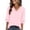 *Pink, variant on ClodeEU Women's V Neck Elbow Sleeve Blouse,Casual Loose Fit Solid Color Top Beige,Women's Plus L