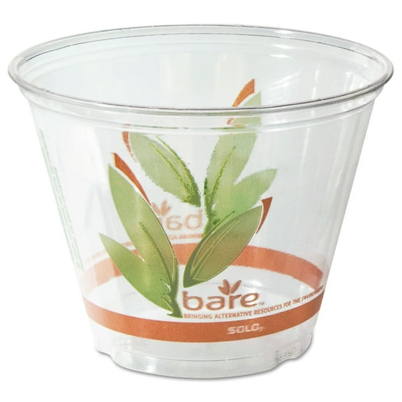SOLO Cup Company Bare RPET 9 Oz Cold Cups with Leaf Design, 1000 count
