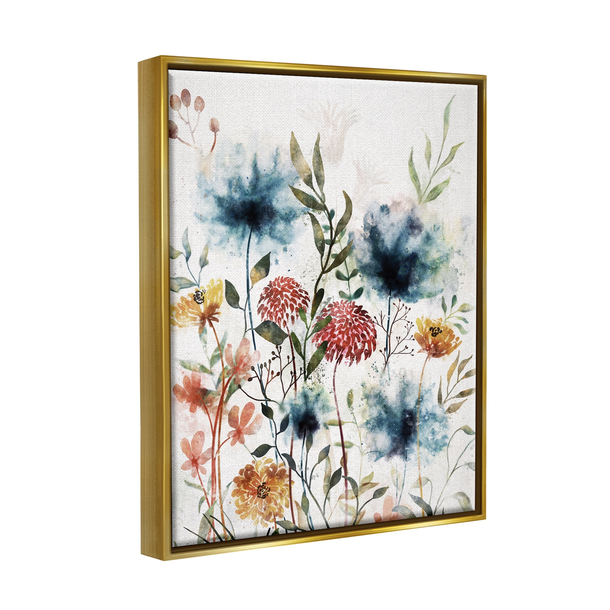 Stupell Industries Modern Flowers Dahlia Blooms Botanical & Floral Painting Gold Floater Framed Art Print Wall Art