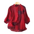 thumbnail image 2 of WEAIXIMIUNG Chemise en Lin à Col Rond Imprimé Boutons pour Femmes pour la Saint-Valentin Printemps et Été, 2 of 4