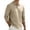 Khaki, variant on Mens Linen Henley Shirts Casual Long Sleeve V Neck Polo T-Shirts Button Down Loose Collar Beach Tops