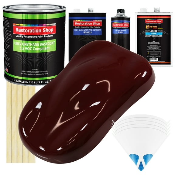 Carmine Red Low VOC SLOW 1 Gallon Auto Car Paint Kit URETHANE BASECOAT Clearcoat