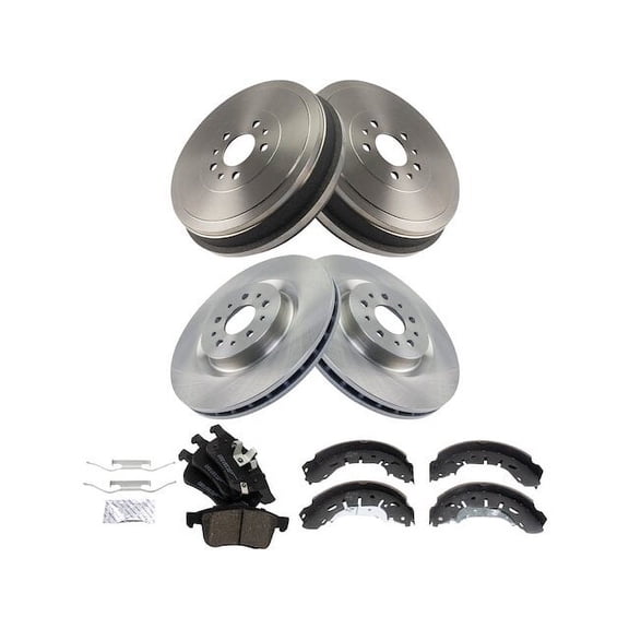 Front and Rear Brake Pad Rotor Shoe Drum Kit - Compatible with 2015 - 2019 Ram ProMaster City 2016 2017 2018