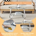 thumbnail image 6 of Coffee Tables Retro minimalist style metal frame double-layer tempered glass coffee table, size 31.5 * 31.5 * 17.7 inches, adding a touch of elegance to your living room,Wooden Coffee Tables, 6 of 15