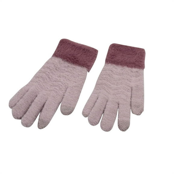 FAWUUDO Winter Gloves Womens Gloves for Cold Weather Elastic Cuff Knit Touchscreen Womens Glove Purple