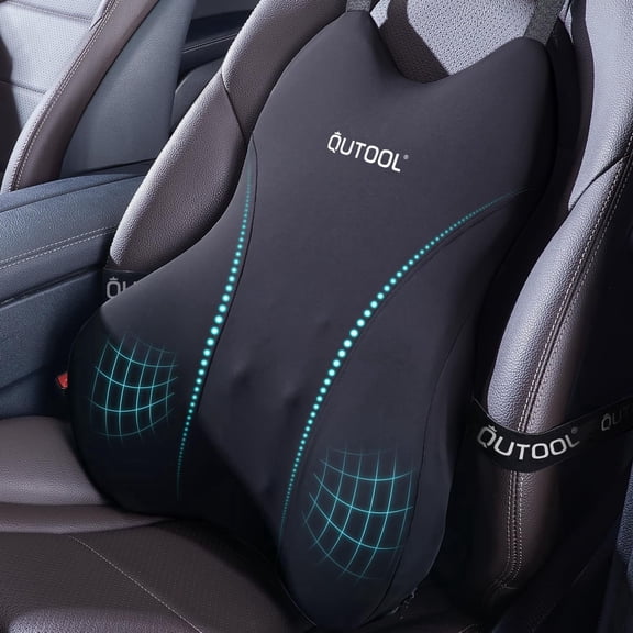 Car Lumbar Support Pillow for Driving, Memory Foam Lower Back Support Cushion with Adjustable Straps, Ergonomic Back Pillow for Car Seat, Truck, Black