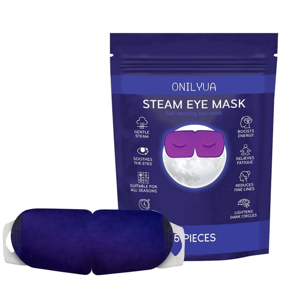 Steam Eye Mask Heated Warm Compress Disposable Self-Heating Lavender, 5 Masks, Sleep, Spa, Travel Essentials & Relaxation Gifts