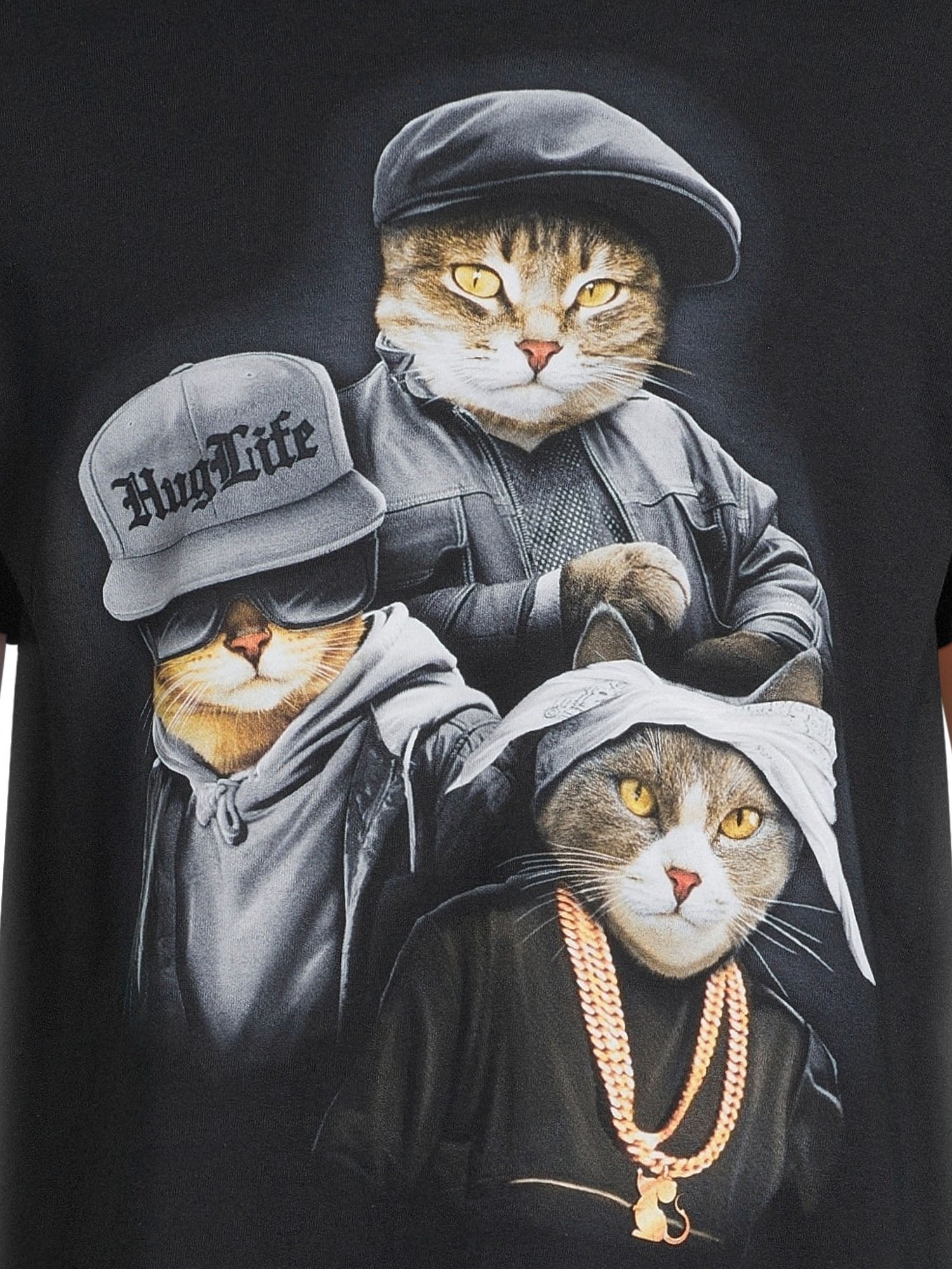 Cat Rapper Trio Men's Graphic Tee with Short Sleeves, Sizes S-3XL