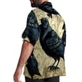 thumbnail image 3 of Crow Men's Short Sleeve Beach Shirts, Hawaiian Printed Button Down Summer Casual Unisex Men's Shirts, 3 of 6