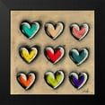 thumbnail image 2 of Mougin, Carine 15x15 Black Modern Framed Museum Art Print Titled - Colored Hearts I, 2 of 5
