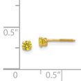 thumbnail image 3 of Boucles d'Oreilles Clous en Or Jaune 14k 3mm Citrine Simulée Pierre de Naissance November, 3 of 7