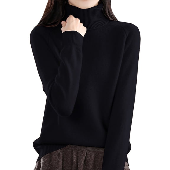 ManxiVoo Oversized Turtleneck Sweater Women Soft Chunky Knit Pullover Top Cozy Cold Weather Long Sleeve Casual Winter Wear XXXL Size Black