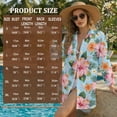 thumbnail image 7 of Xoenoiee Tropical Hibiscus Plumeria Flower Palm Leaves Print Button Down Beach Coverup for Women, Long Sleeve Swimsuit Coverup Bikini Shirt Bathing Suit Cover Ups for Pool Vacation, Size L, 7 of 7