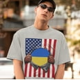 thumbnail image 3 of Ukraine Flag + USA Flag Pride T-shirt | Ukrainian + American Flag Rip 4th Of July | Viral Tees | Unisex - 3 Colors, 3 of 9