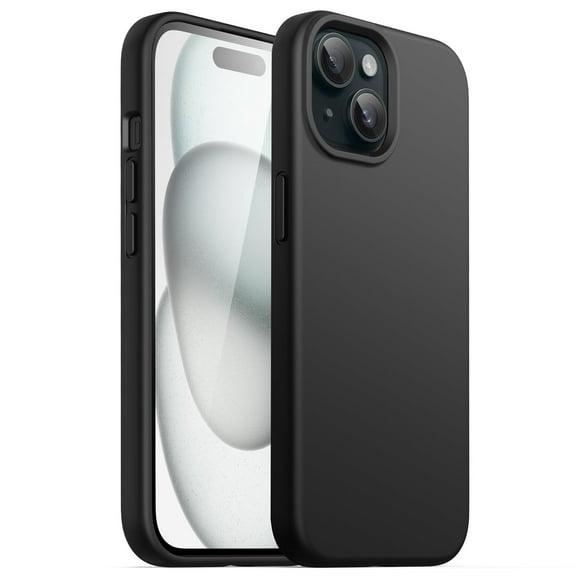 JETech Silicone Case for iPhone 15 6.1-Inch, Silky-Soft Touch Full-Body Protective Phone Case, Shockproof Cover (Black)