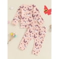 thumbnail image 4 of Suealasg Toddler Baby Girl Fall 2Pcs Outfits Dinosaur Butterfly Chicken Print Long Sleeve Sweatshirts Long Pants Set 6M 1T 2T 3T 4T Little Girls Autumn Clothes Set, 4 of 7