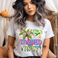 thumbnail image 2 of Funny Summer Beach Shirt – Tanned and Tipsy Graphic with Peace Glasses, Sand, Size L, 2 of 6