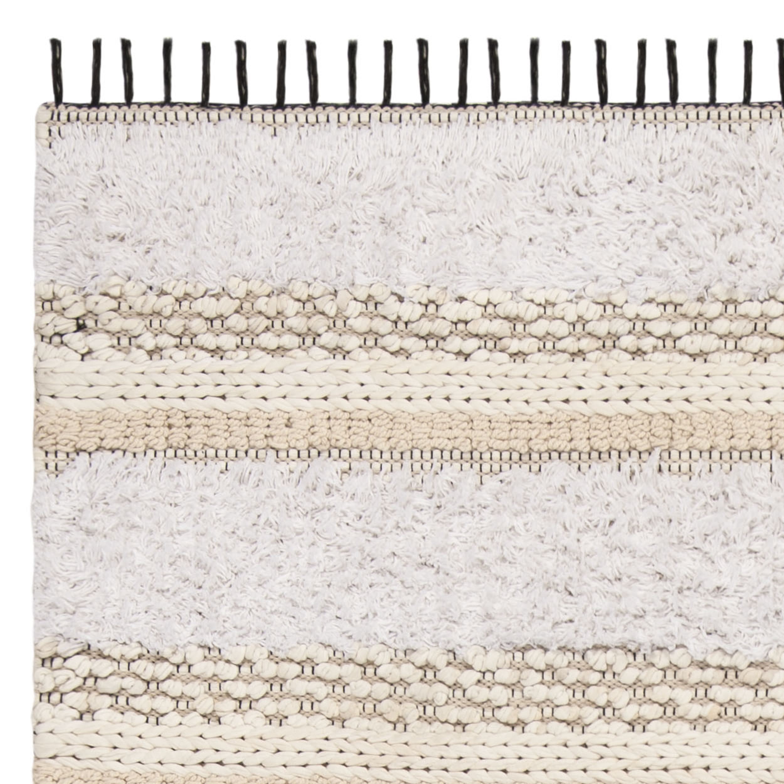 SAFAVIEH Boston Annandale Striped Textured Cotton Area Rug, Ivory/Beige, 4' x 6'
