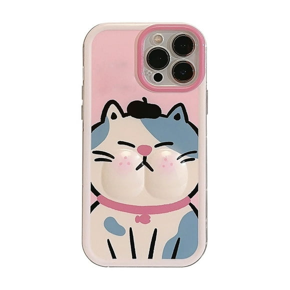 Phone Case Cute Little Fat Cat Mobile Phone Full Covered Protective Pinched Cover Compatible for15 14 13 Pro Max 12 11