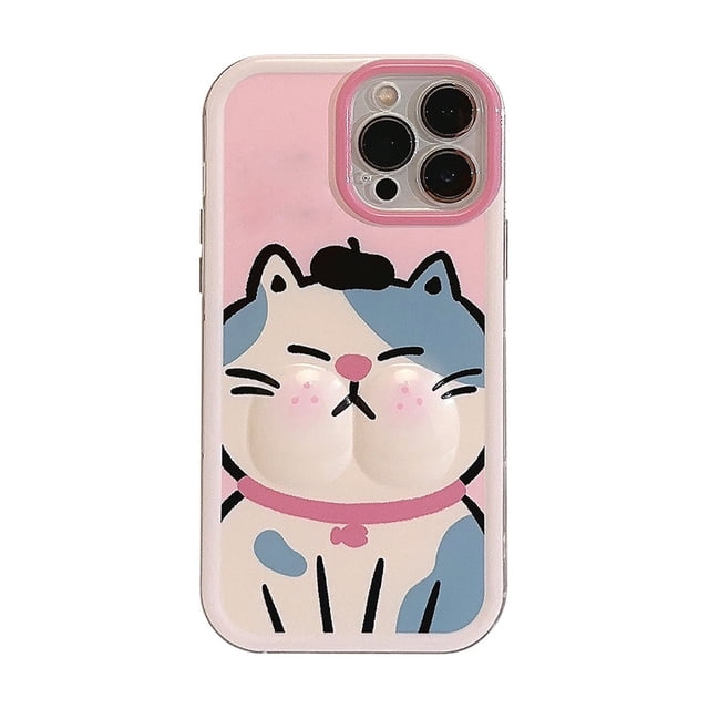 Étui de Téléphone Mignonne Petit Chat Gras Protection Complète Compatible pour 15 14 13 Pro Max 12 11