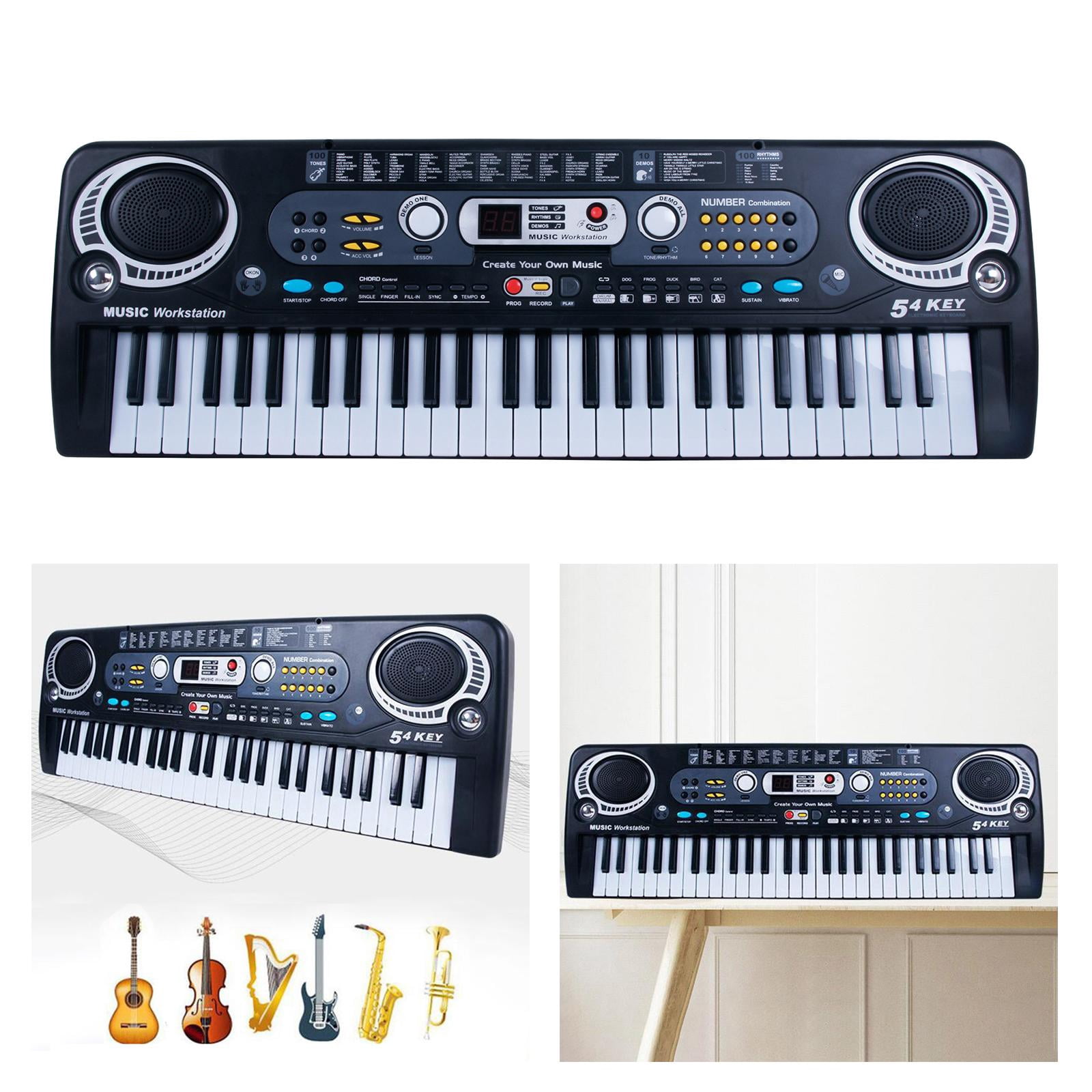LeeQinersw 54 Key Piano Keyboard with Headphone Jack, Animal Sound, 100 Rhythms, 10 Songs, USB Cable