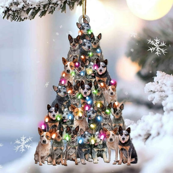 Acrylic 2D FLAT Heeler Christmas Tree Shaped Ornament For Heeler Lover Gift For Dog Lover Ornament