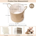 thumbnail image 2 of TAVENE 15"Wx17.7"L Tall Wicker Laundry Basket with Handles - Natural Rope Woven Storage Basket Wooden Bead Decoration, Living Room Decorative Organizer Bin for Blankets, Toys, Clothes, Shoes, Plant, 2 of 7