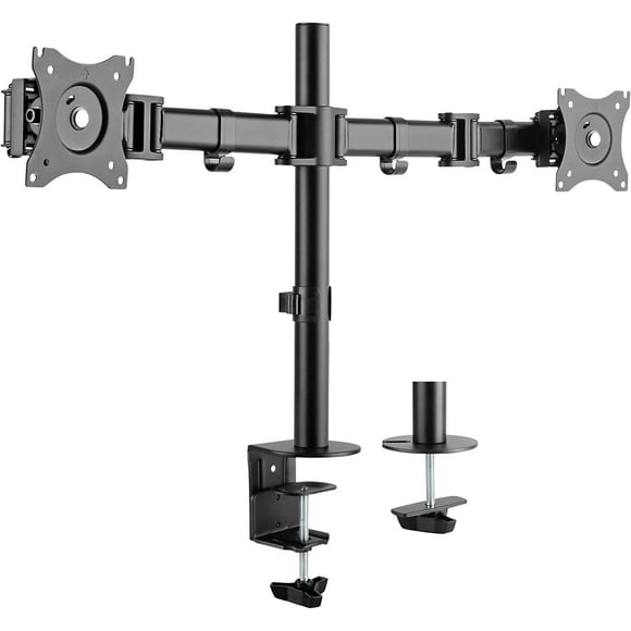 SYSON Dual LCD Monitor Desk Mount Stand Heavy Duty Fully Adjustable fit Two Screens up to 27"