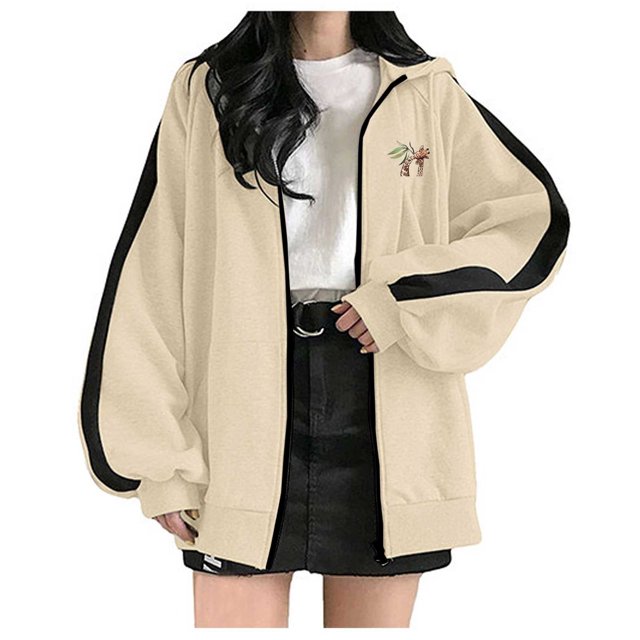 Sudadera Para Mujer, Sudaderas de Cuello Redondo, Informal, de Manga Larga, Con Bolsillo, Suelta, Estampada, Con Cremallera, Tops Medianos Y Largos, Sudaderas Con Capucha, Blusa Odeerbi ODB131431
