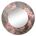 thumbnail image 2 of Designart "Bluebird Amid Cherry Blossoms II" Animals Pink Large Round Mirror - Round Mirror Wall Décor - Cottage Round Printed Mirror 36" x 36" Inch, 2 of 5