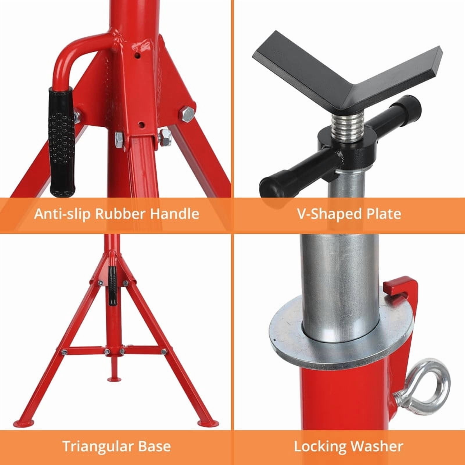 TROPOW Heavy-Duty V-Head Pipe Stand, 2500 Lbs Capacity, Adjustable Height 28"-52", Foldable Jack for Welding, Automotive & Construction