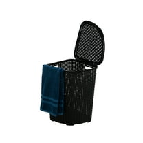 Corner Laundry Hamper Basket with Lid, 50 Liter - Black