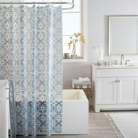 Bath Bliss 70" x 72" Lisbon Design PEVA Shower Curtain in Blue