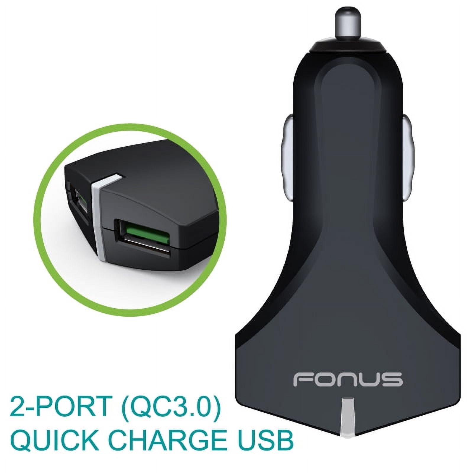 Car Charger for OnePlus 11/12/12R/13/13R 5G - 36W Fast 2-Port USB Coiled Cable Type-C Quick Charge DC Socket Power