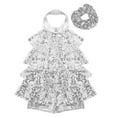 thumbnail image 3 of Alvivi Kids Girls Sequins Latin Rumba Salsa Dance Tassel Dress Ballroom Dancewear with Hair Tie Silver 4, 3 of 7