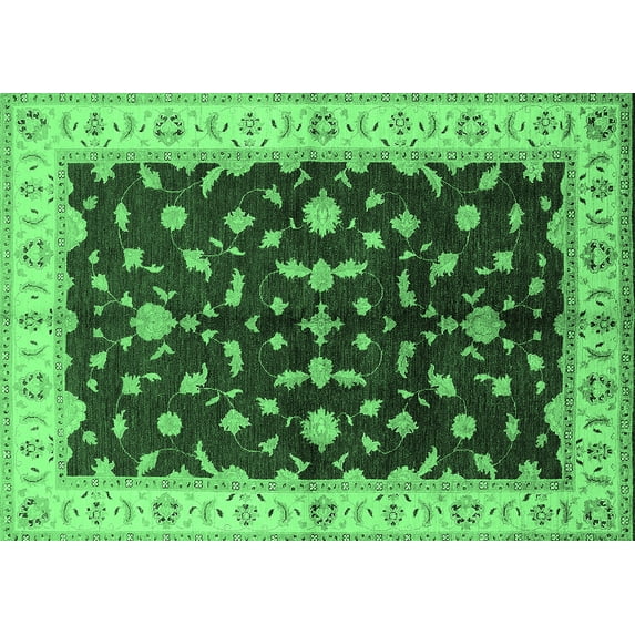 Ahgly Company Indoor Rectangle Oriental Emerald Green Traditional Area Rugs, 2' x 5'