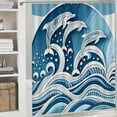 thumbnail image 6 of GOSMITH Sea Waves and Couple of Dolphins Home Decor Shower Curtain for Bathroom Decoration White, 6 of 7