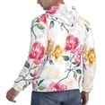 thumbnail image 6 of Pofeuu Colorful Flowers Print Mens Casual Hooded Collar Drawstring Hoodies Pullover Sweatshirts Casual Long Sleeve Shirts-Medium, 6 of 7