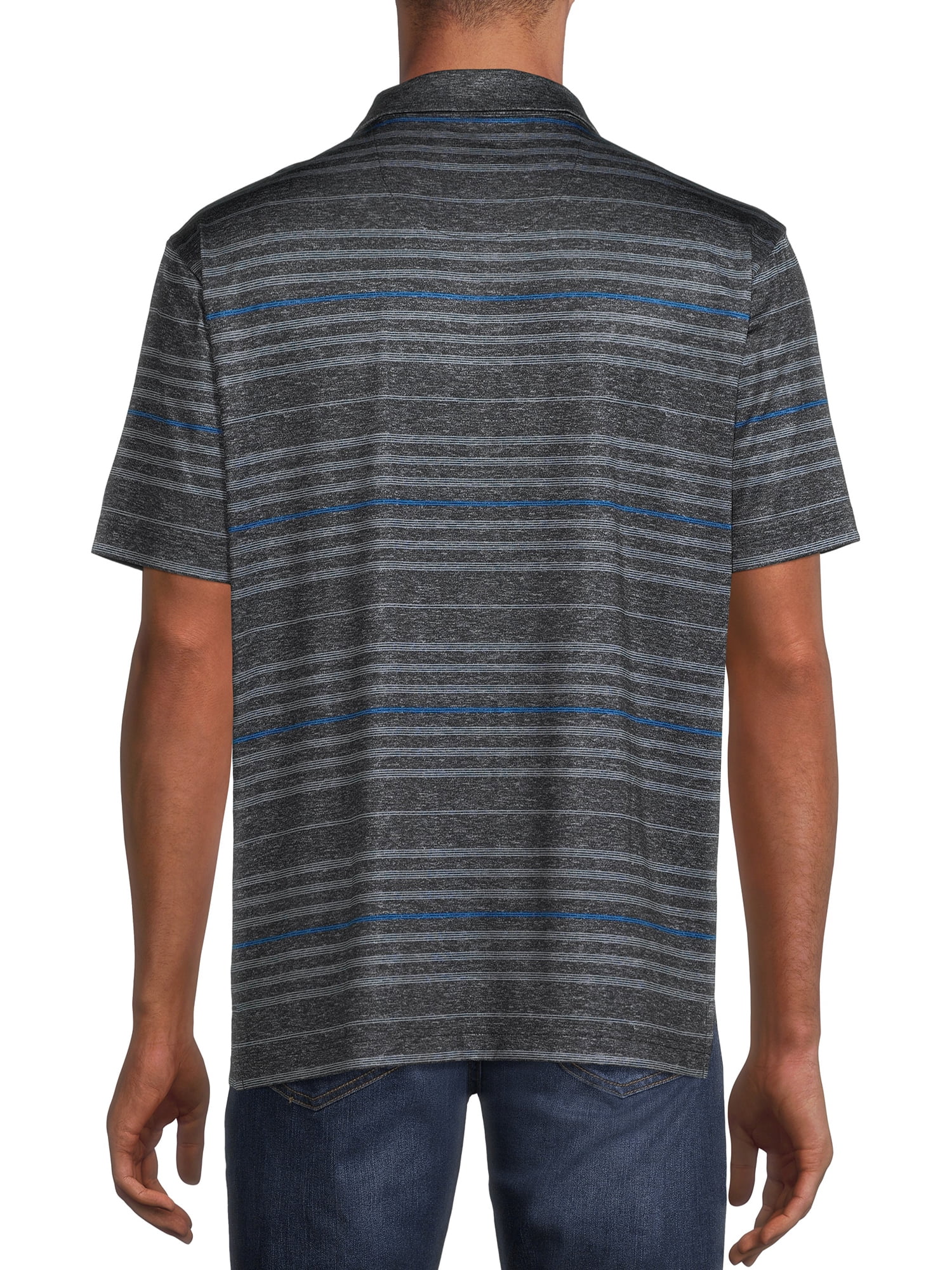 Ben Hogan Men's and Big Men's Short Sleeve Stripe Print Golf Polo Shirt, up to 5XL
