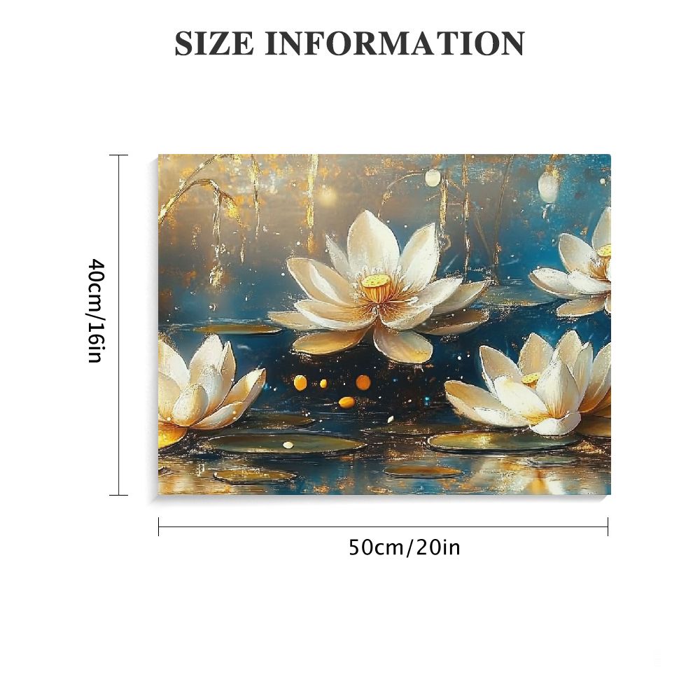 BROOKMAPLES Large Canvas Wall Art for Living Room Bedroom Home Office Blue White Lotus Flower Picture Framed Canvas Prints Artwork Ready to Hang Size 24x48 20x16in