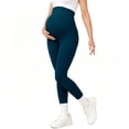 thumbnail image 2 of qolati Womens Maternity Leggings Over The Belly Pregnancy Tights Pants Casual High Waisted Yoga Workout Activewear Blue S, 2 of 5