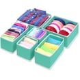 thumbnail image 2 of Simple Houseware Caja de almacenamiento de tela plegable, armario, cómoda, cajón, organizador, cestas para ropa interior, sujetadores, color turquesa (juego de 6), 2 of 4