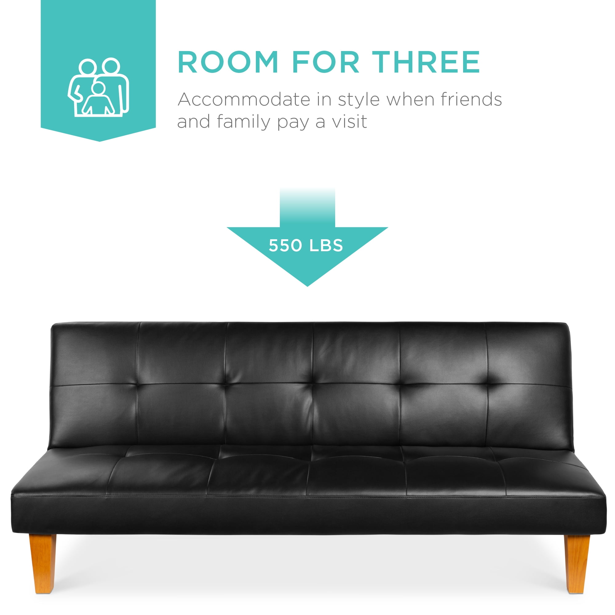 best choice products modern faux leather convertible folding futon sofa bed r