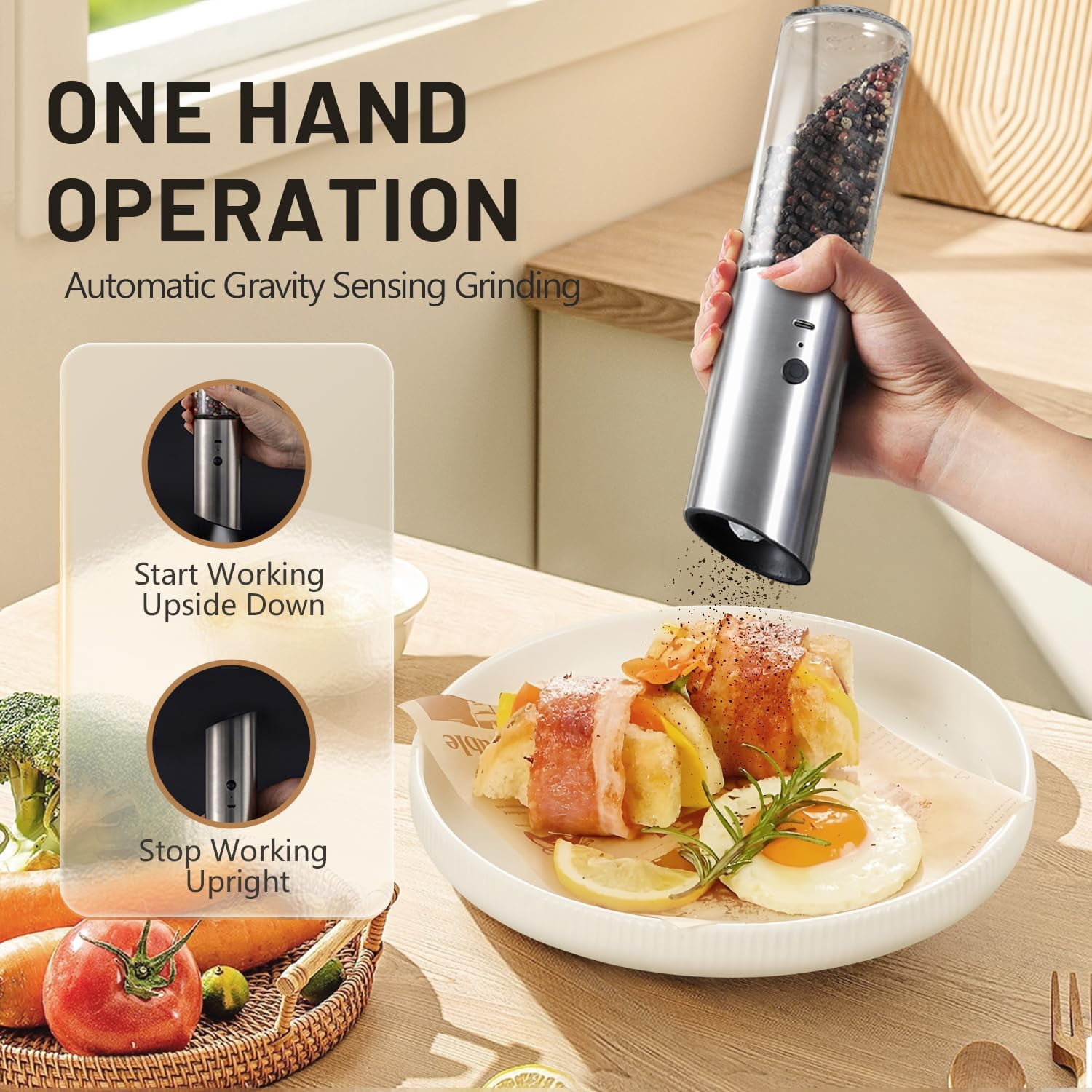 Gravity Electric Salt and Pepper Grinder Set