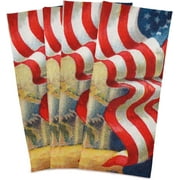 Vintage American Flag Eagle Tea Towels Set of 4 Retro 4th of July Kitchen Dish Cloth with Hanging Loop, 18"x28" Lint-Free Absorbent Towel for Kitchen Drying Wiping and Cleaning