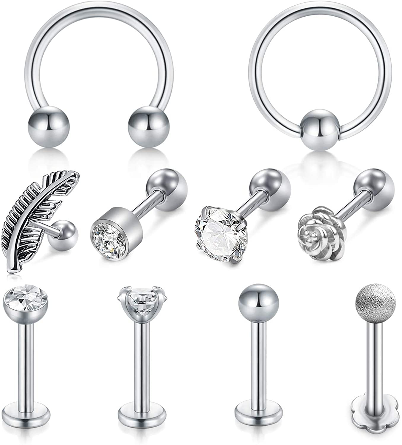 Stainless Steel Studs for Cartilage Nose and Lips Our Studs Include One of 3mm 4mm and 5mm